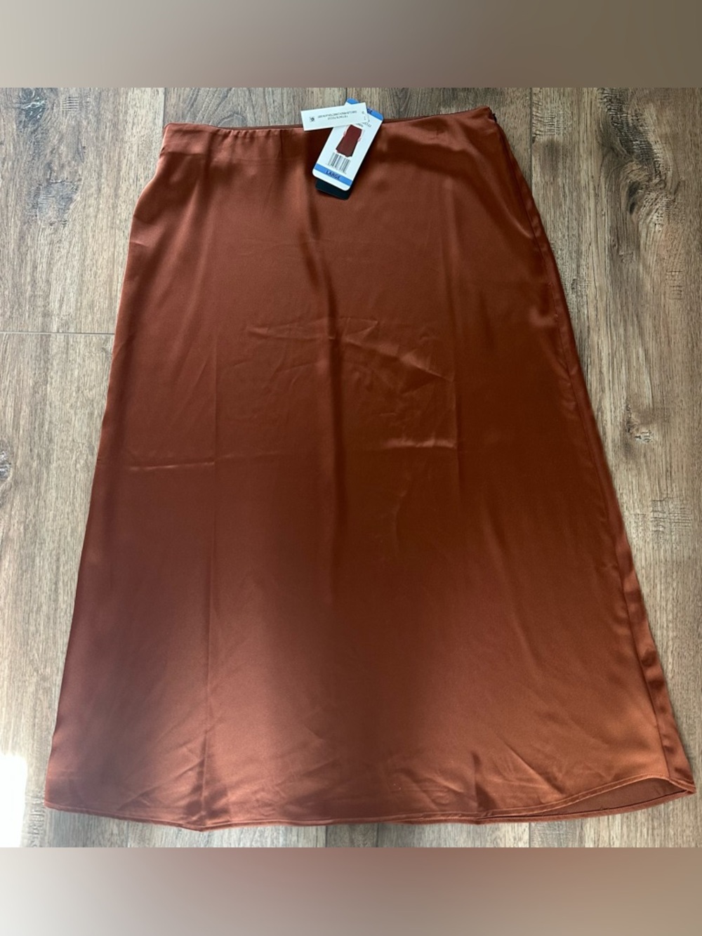 NWT! French Connection Satin Midi Skirt, Bias Cut, Side Zipper, Copper, Large‎